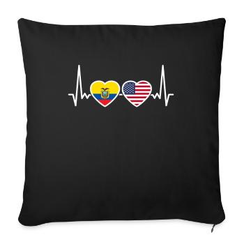Équateur États-Unis Heartbeat Flag Équatoriens - Housse de coussin décorative 45 x 45 cm - noir - Devant