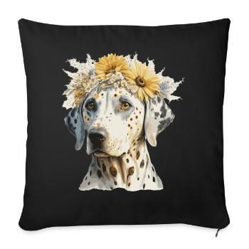 Aquarelle Dalmatien Tournesol Chien Race Pet Puppy - Housse de coussin décorative 45 x 45 cm - noir - Devant