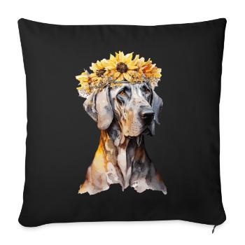 Watercolor Great Dane Sunflower Dog Breed Pet Pupp - Sofa pillowcase 17,3'' x 17,3'' (45 x 45 cm) - black - Front