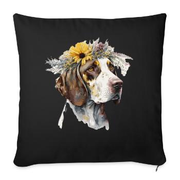 Mignon Pointer anglais Chien de tournesol Race Pet Puppy - Housse de coussin décorative 45 x 45 cm - noir - Devant