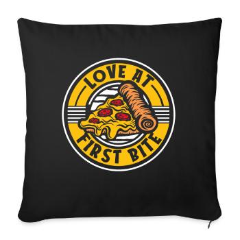 Love At First Bite Pizza Oven Pizza Pizza Tray - Sofa pillowcase 17,3'' x 17,3'' (45 x 45 cm) - black - Front