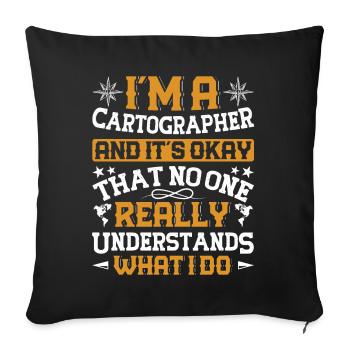Cartographes - Housse de coussin décorative 45 x 45 cm - noir - Devant