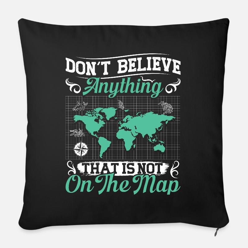 Cartographes - Housse de coussin décorative 45 x 45 cm - noir