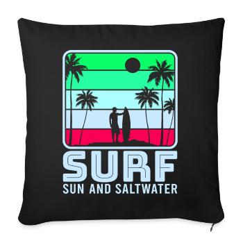 Surf, kitesurf, wakeboard, beach surfers - Housse de coussin décorative 45 x 45 cm - noir - Devant