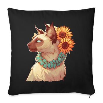Cute Balinese Sunflower Cat Breed Pet Kitten - Sofa pillowcase 17,3'' x 17,3'' (45 x 45 cm) - black - Front