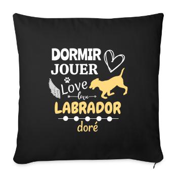 Labrador le maître du sommeil, du jeu de l'amour - Housse de coussin décorative 45 x 45 cm - noir - Devant