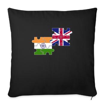 Inde Drapeau du Royaume-Uni Indien britannique - Housse de coussin décorative 45 x 45 cm - noir - Devant