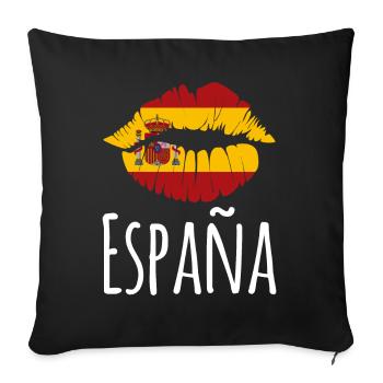 Spain Lips Spanish Holidays - Sofa pillowcase 17,3'' x 17,3'' (45 x 45 cm) - black - Front