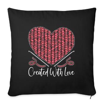 Crocheting Created With Love Sewing Crochet Lover - Sofa pillowcase 17,3'' x 17,3'' (45 x 45 cm) - black - Front