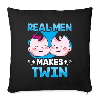 De vrais hommes font de l’humour aux jumeaux Gémeaux - Housse de coussin décorative 45 x 45 cm - noir - Devant