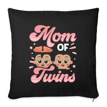 Mother of Twins Twins Twin Humor - Sofa pillowcase 17,3'' x 17,3'' (45 x 45 cm) - black - Front