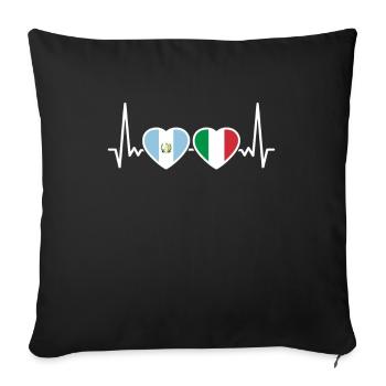 Guatemala Italy Heartbeat Flag Guatemala - Sofa pillowcase 17,3'' x 17,3'' (45 x 45 cm) - black - Front