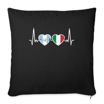 Guatemala Italy Vintage Heartbeat Flag - Sofa pillowcase 17,3'' x 17,3'' (45 x 45 cm) - black - Front
