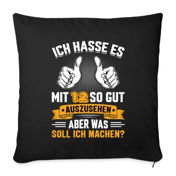 12 Geburtstag 12 Jahre 12 Lebensjahr 12 Lebenalter - Sofakissenbezug 45 x 45 cm - Schwarz - Vorne