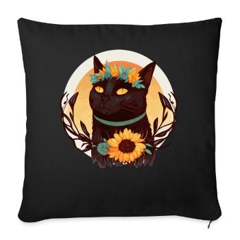 Watercolor Bombay Sunflower Cat Breed Pet Kitten - Sofa pillowcase 17,3'' x 17,3'' (45 x 45 cm) - black - Front