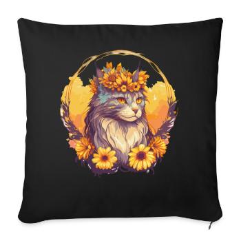 Cute Maine Coon Sunflower Cat Breed Pet Kitten - Sofa pillowcase 17,3'' x 17,3'' (45 x 45 cm) - black - Front