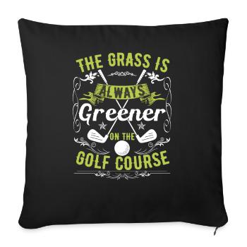 L’herbe est toujours plus verte sur le terrain de golf - Housse de coussin décorative 45 x 45 cm - noir - Devant