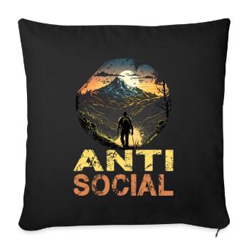 Antisozial Wandern Wanderung für eine Wanderer - Sofakissenbezug 45 x 45 cm - Schwarz - Vorne
