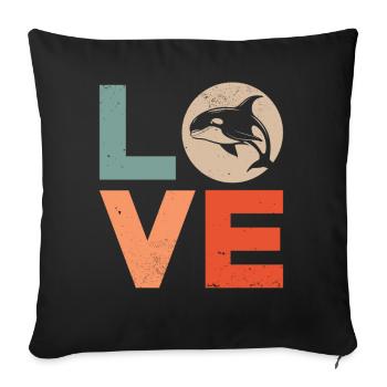 Baleine Épaulard Orque Amour - Housse de coussin décorative 45 x 45 cm - noir - Devant