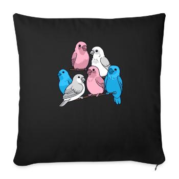 Transgender Pride Birds Perroquets Perruches Trans - Housse de coussin décorative 45 x 45 cm - noir - Devant