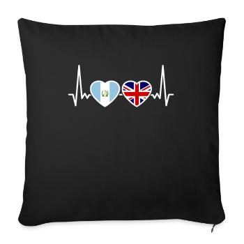 Guatemala UK Heartbeat Flag Guatemalan - Sofa pillowcase 17,3'' x 17,3'' (45 x 45 cm) - black - Front