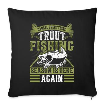 Drôle de pêche Hommes Femmes - Housse de coussin décorative 45 x 45 cm - noir - Devant