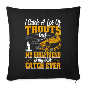 Drôle de pêche Hommes Femmes - Housse de coussin décorative 45 x 45 cm - noir - Devant