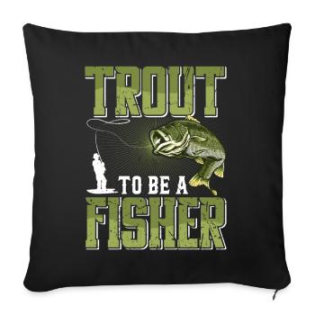 Drôle de pêche Hommes Femmes - Housse de coussin décorative 45 x 45 cm - noir - Devant