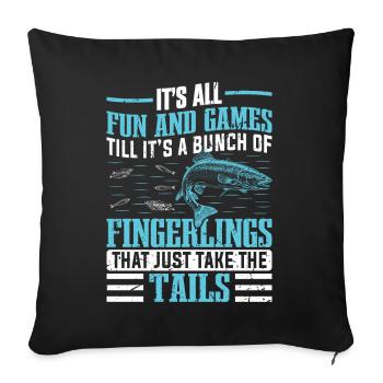 Drôle de pêche Hommes Femmes - Housse de coussin décorative 45 x 45 cm - noir - Devant