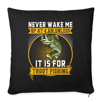 Drôle de pêche Hommes Femmes - Housse de coussin décorative 45 x 45 cm - noir - Devant