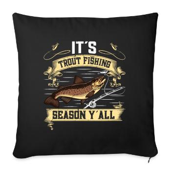 Drôle de pêche Hommes Femmes - Housse de coussin décorative 45 x 45 cm - noir - Devant