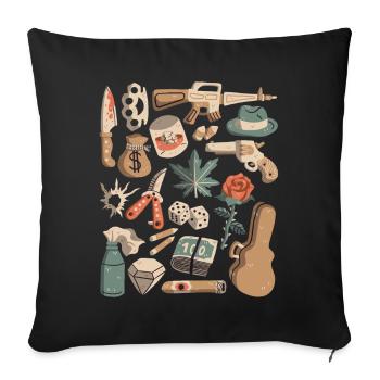 Mafia, crimes, gangsters, argent de protection, trafic de drogue - Housse de coussin décorative 45 x 45 cm - noir - Devant