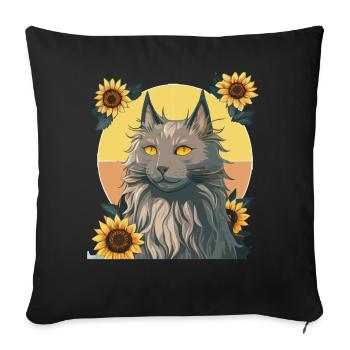 Aquarelle Nebelung Tournesol Chat Race Chaton de compagnie - Housse de coussin décorative 45 x 45 cm - noir - Devant