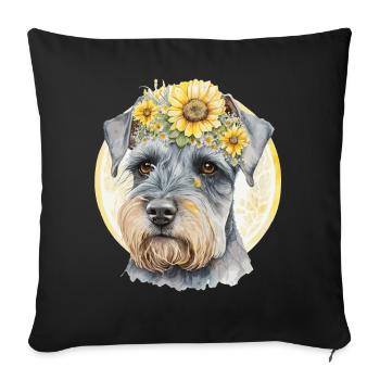 Mignon Miniature Schnauzer Tournesol Chien Race Pet P - Housse de coussin décorative 45 x 45 cm - noir - Devant