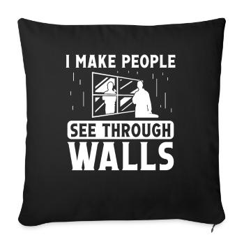 Glaser Make People See Through Walls Fensterbau - Sofa pillowcase 17,3'' x 17,3'' (45 x 45 cm) - black - Front