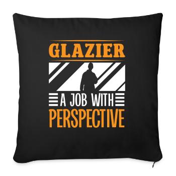 Glaser Glazier Job With Perspective Glaserarbeiter - Sofa pillowcase 17,3'' x 17,3'' (45 x 45 cm) - black - Front