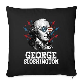George Sloshington 4th Of July Men American Flag - Sofa pillowcase 17,3'' x 17,3'' (45 x 45 cm) - black - Front