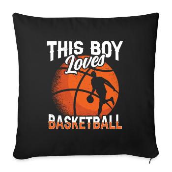 Ce garçon aime le basketteur - Housse de coussin décorative 45 x 45 cm - noir - Devant