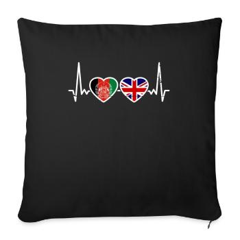 Afghanistan UK Vintage Heartbeat Flag Afghan - Sofa pillowcase 17,3'' x 17,3'' (45 x 45 cm) - black - Front