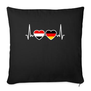Yémen Allemagne Battement de cœur Drapeau Yéménite - Housse de coussin décorative 45 x 45 cm - noir - Devant