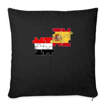 Yémen Espagne Vintage Drapeau Espagnol Yéménite - Housse de coussin décorative 45 x 45 cm - noir - Devant