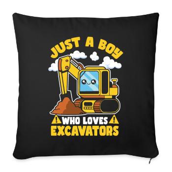 Construction Just A Boy Who Loves Excavators - Sofa pillowcase 17,3'' x 17,3'' (45 x 45 cm) - black - Front
