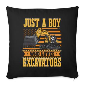 Just A Boy Who Loves Excavators - Sofa pillowcase 17,3'' x 17,3'' (45 x 45 cm) - black - Front