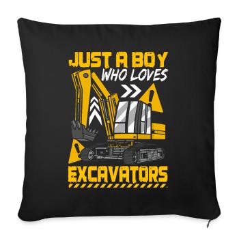 Just A Boy Who Loves Excavators - Sofa pillowcase 17,3'' x 17,3'' (45 x 45 cm) - black - Front