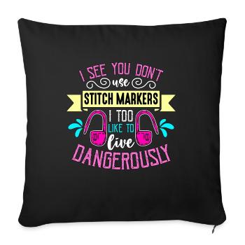 Point de croix Je vois que tu n’utilises pas la couture au point - Housse de coussin décorative 45 x 45 cm - noir - Devant
