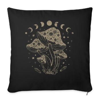 Boho Mushrooms Cottage Core Aesthetic Goblincore - Sofa pillowcase 17,3'' x 17,3'' (45 x 45 cm) - black - Front