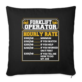 Forklift Operator Hourly Rate Telehandler - Sofa pillowcase 17,3'' x 17,3'' (45 x 45 cm) - black - Front