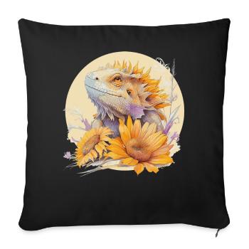 Cute Bearded Dragon Sunflower Artistic Reptile - Sofakissenbezug 45 x 45 cm - Schwarz - Vorne