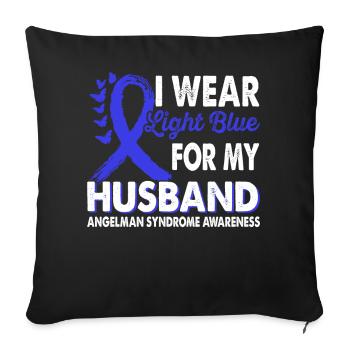 Wear light blue for awareness of the - Sofa pillowcase 17,3'' x 17,3'' (45 x 45 cm) - black - Front