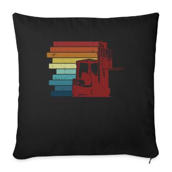 Retro All-terrain forklift Telehandler Forklift - Sofa pillowcase 17,3'' x 17,3'' (45 x 45 cm) - black - Front